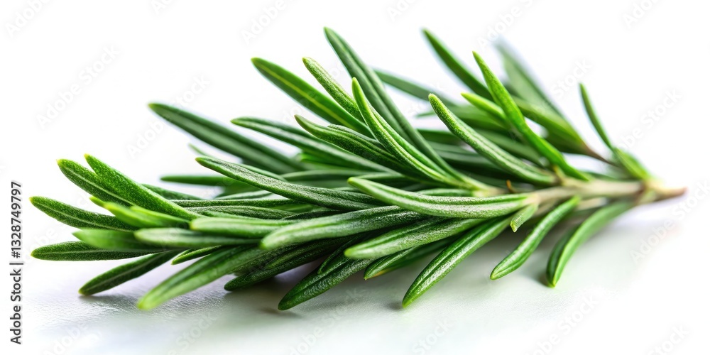 Fototapeta premium Isolated PNG of fresh rosemary sprigs, captured with tilt-shift macro photography; ideal for food styling and recipes.