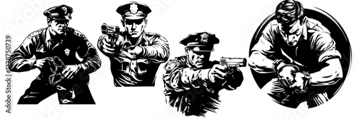 Policeman Silhouette Clipart – Law Enforcement Poses Collection
