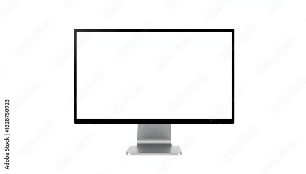 Computer monitor mockup. Pc template with blank screen. Silver desktop isolated on white or transparent background, enhance. isolated with white highlights Computer monitor mockup. Pc template with blank screen. Silver desktop isolated on white or transparent background, enhance. isolated with white highlights