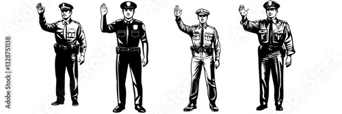 Policeman Silhouette Clipart – Law Enforcement Poses Collection
