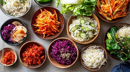 A vibrant display of nutritious fermented foods like kimchi, sauerkraut, and kombucha is presented in a sleek modern kitchen, emphasizing their health benefits.
