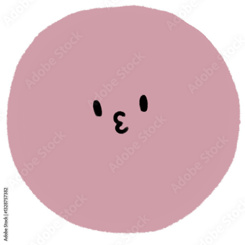 Foto vector of pink smiley pouting emotion in doodle style illustration