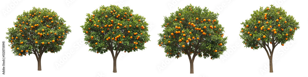 Orange Tree Isolated, Cut Out Set Orange Tree Isolated, Cut Out Set