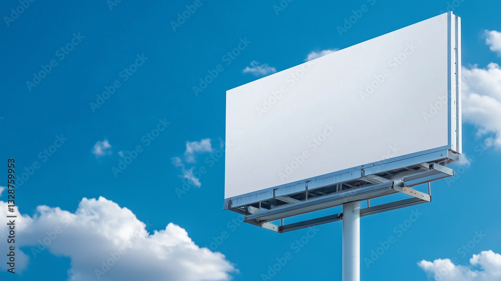 Blank Billboard Against a Blue Sky with Clouds - Advertising Mockup Blank Billboard Against a Blue Sky with Clouds - Advertising Mockup