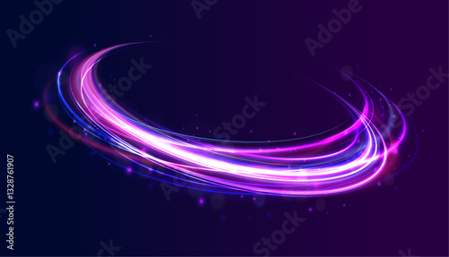 Glowing Neon Energy Rings: A Futuristic Fusion of Radiant Light Trails and Luminous Circular Shapes Creating a Hypnotic Digital Aesthetic in a Sci-Fi-Inspired Dark Cosmic Space.