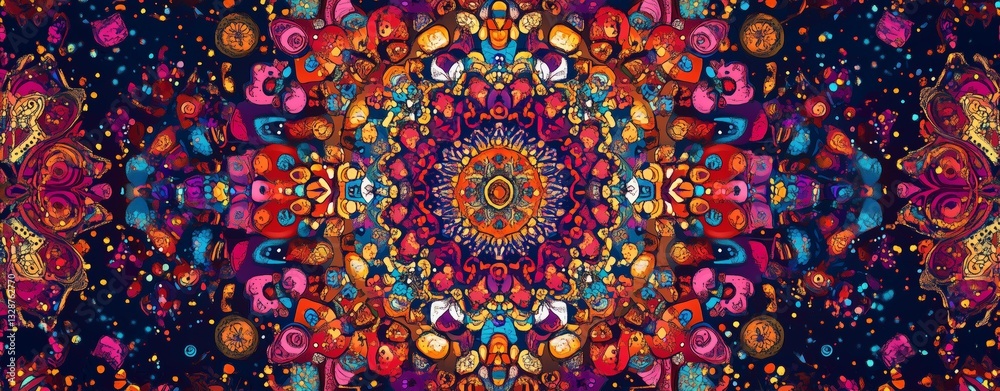 Colorful abstract design with intricate patterns and shapes. Maximalism & Bold Colors Colorful abstract design with intricate patterns and shapes. Maximalism & Bold Colors