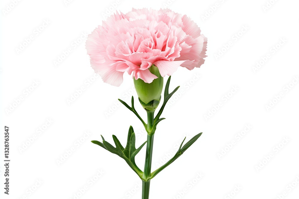 Pink Carnation Blossom Isolated on White Background for Spring Designs Pink Carnation Blossom Isolated on White Background for Spring Designs