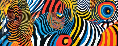 Vibrant abstract pattern with bold colors and swirling shapes. Maximalism & Bold Colors 