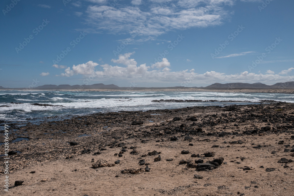 Playa los Charcos en la costa norte de Fuerteventura.