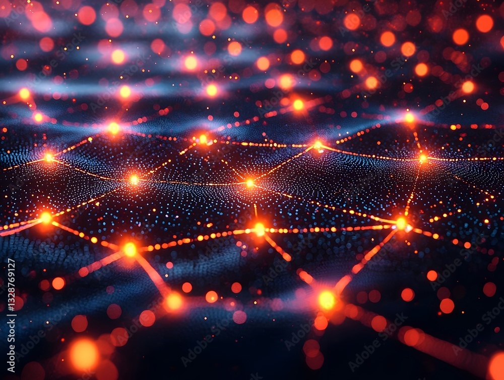 Fototapeta premium Glowing Quantum Servers in Spherical Data Exchange Network