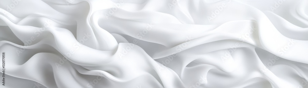 Fototapeta premium Elegant White Silk Fabric with Soft Wrinkles and Creases Background