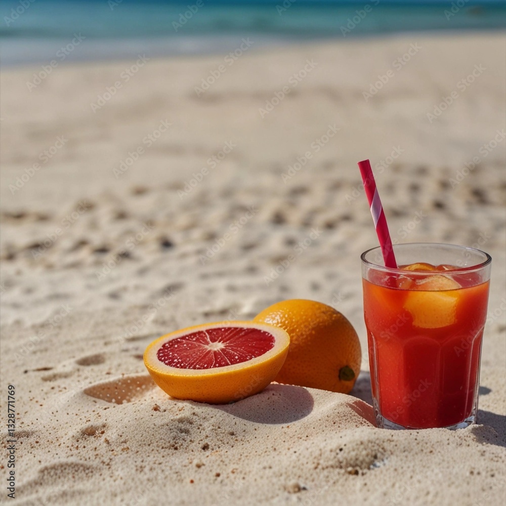 Obraz premium Exotic Fruit Punch Drink for the Perfect Beach Getaway