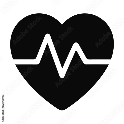 black heart ecg icon for cardiovascular diagnostics and heartbeat monitoring - flat icon for apps and websites
