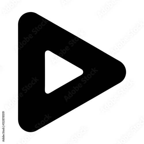 play button icon with rounded edges flat icon for apps and websites
