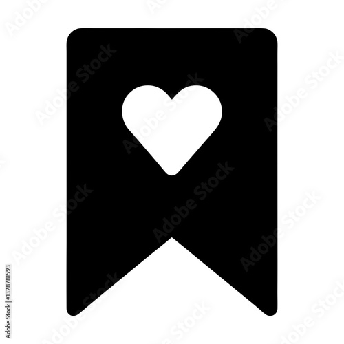 black bookmark icon with heart cutout flat icon for apps and websites
