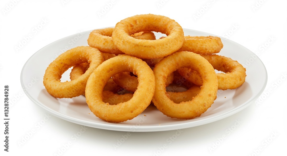 Golden Fried Onion Rings Stacked High. AI Generated Golden Fried Onion Rings Stacked High. AI Generated