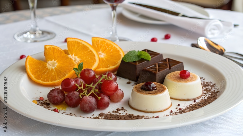 Elegant Dessert Platter with Fresh Fruits and Chocolates Elegant Dessert Platter with Fresh Fruits and Chocolates