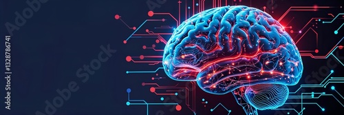 Digital Brain: A stunning, high-tech representation of the human brain, intertwined with circuit board elements, highlighting the intersection of technology and neuroscience.
