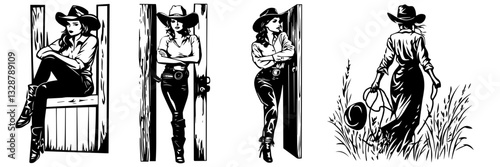 Cowgirl Silhouette Vector Pack – Hop, Ride & Action Poses for Designers
