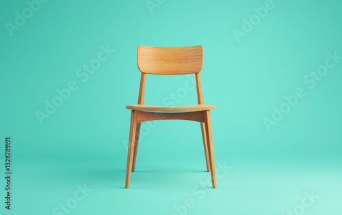 Wallpaper Mural Wooden dining chair, on a pastel green background Torontodigital.ca