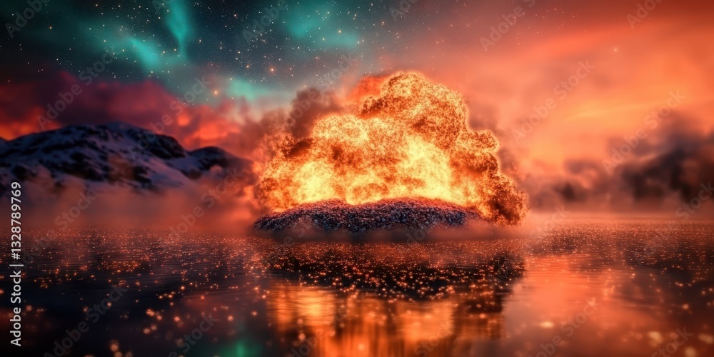 Naklejka premium Fire explosion banner Banner