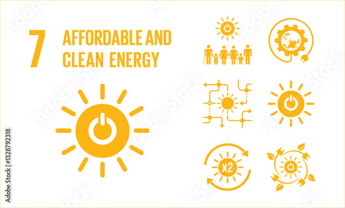 SDG Goal 7 Affordable and Clean Energy Vector with Targets and Icons