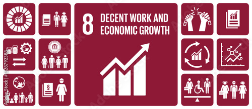 SDG Goal 8 Decent Work and Economic Growth Vector with Targets and Icons