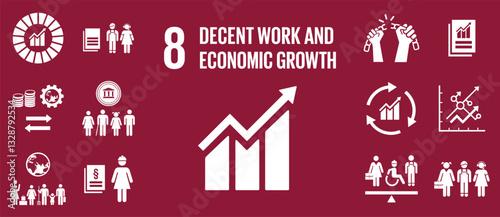 SDG Goal 8 Decent Work and Economic Growth Vector with Targets and Icons