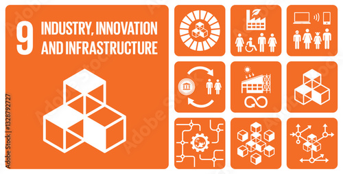 SDG Goal 9 Industry, Innovation, and Infrastructure Vector with Targets and Icons
