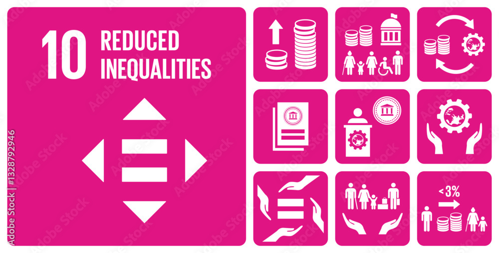 demoSDG Goal 10 Reduced Inequalities Vector with Targets and Icons demoSDG Goal 10 Reduced Inequalities Vector with Targets and Icons