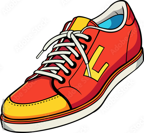 red orange and yellow colour shoes hand drawn vector image with transparent background