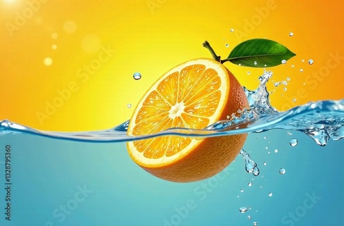 Juicy orange in water Splash 