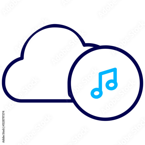 Music Cloud Outline Color icon