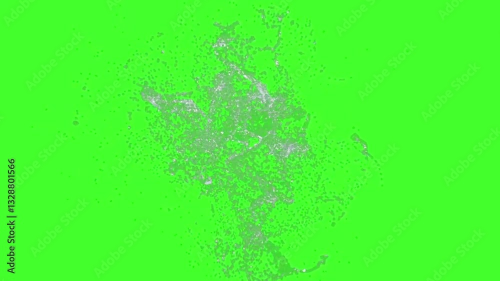 Slow Motion water splash, underwater explosion, object hitting the water surface, green screen background, Waterfall Green Screen footage background