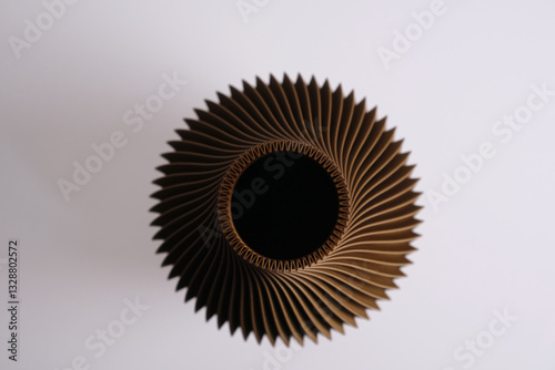 top view creative 3D technology printed brown vase home decor with a flowing geometric texture Decorative Vase For Flowers made from recycled plastic isolated 