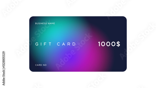Minimal gift card design vector with 100, 300, 500 and 1000 dollar. Shopping gift card in minimal design.