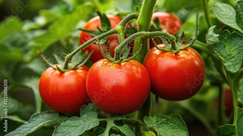 Ripe Tomatoes Hanging on a Vine