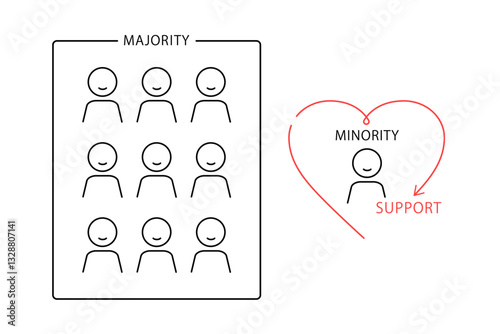 マイノリティー側の人物をサポートするイメージイラスト