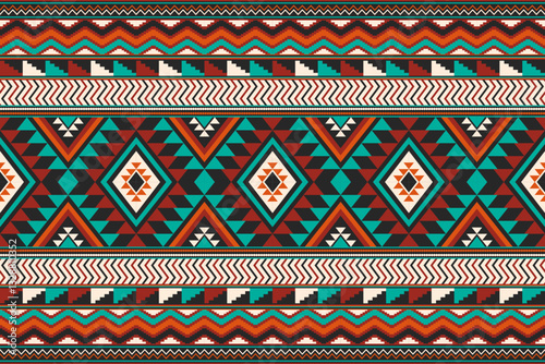 Ethnic geometric pattern, seamless pattern of the Navajo tribe. Native American ethnic. Seamless vector pattern ethnic, seamless Mexican rug, woven carpet. Folk embroidery, Bohemian, Aztec style.