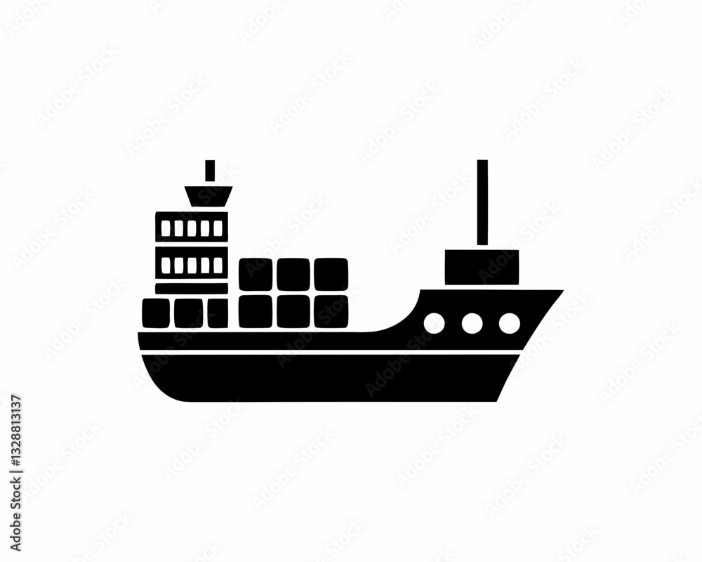 creative silhouette Cargo Ship Icon victor illustration creative silhouette Cargo Ship Icon victor illustration