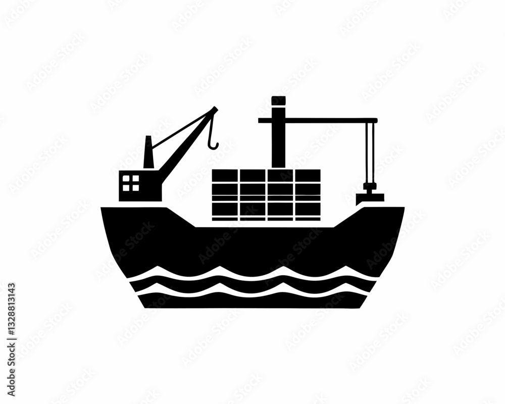 Obraz premium creative silhouette Cargo Ship Icon victor illustration 