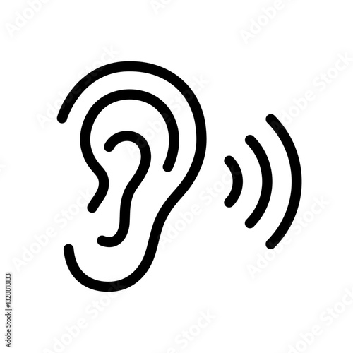 音を聞いている耳のアイコン_Icon of ear listening to sound