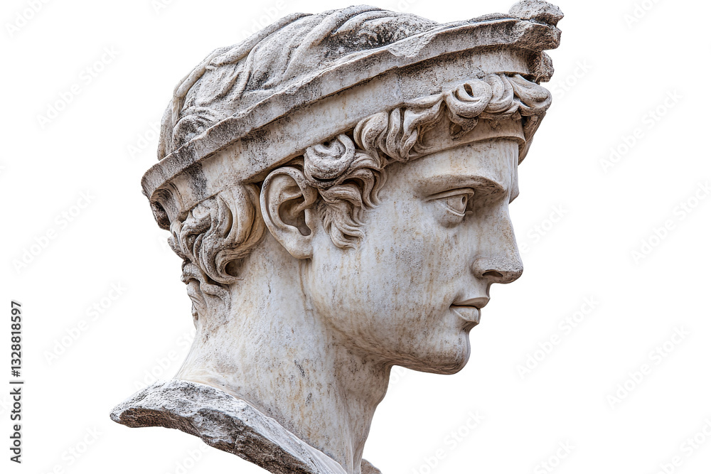 Marble bust of a young Roman man with a laurel crown Marble bust of a young Roman man with a laurel crown