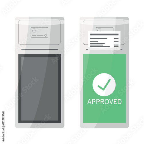 Payment terminals icons. The terminal is turned off and the terminal has accepted the payment.