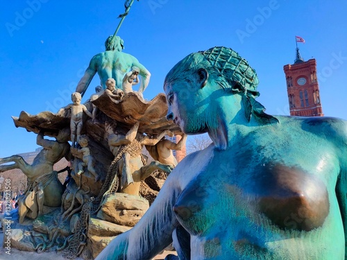 Neptune fountain in the center of Berlin 