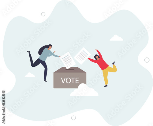 Voting, poll or employee feedback questionnaire, politic choice, opinion or democracy, election or customer survey, referendum concept,flat character life .