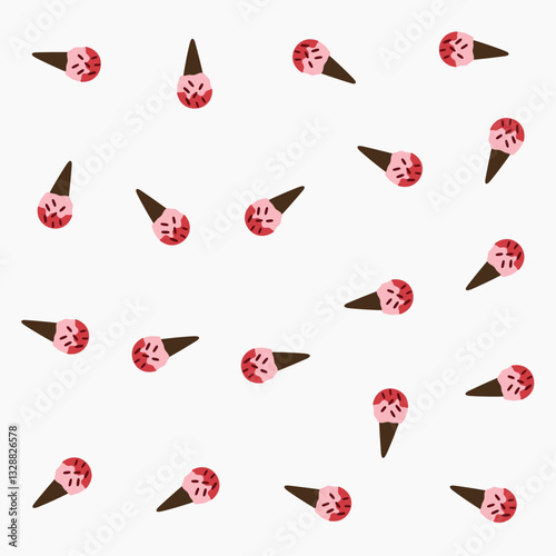 a pattern of ice cream cones and sprinkles