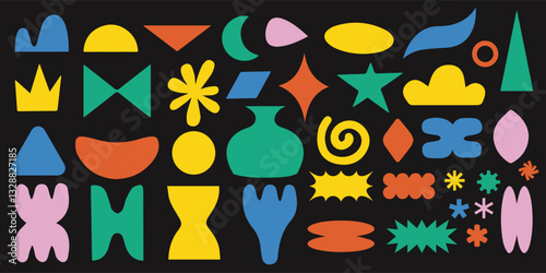 Abstract geometric shapes and icons. set of colorful random shape