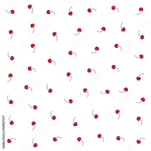 a pattern of red cherries on a white background