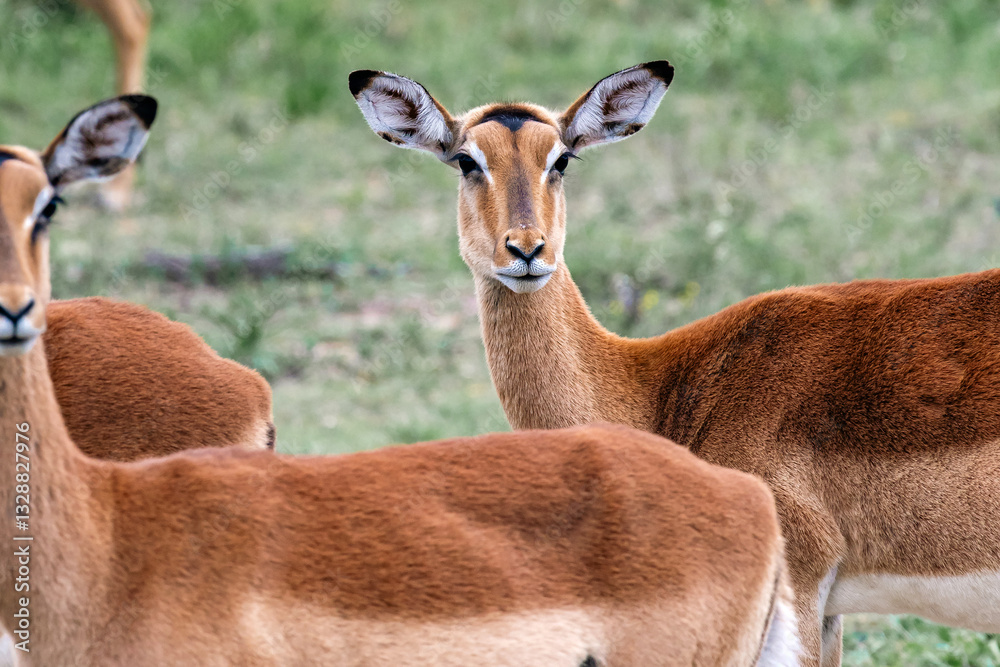 Obraz premium Beautiful impala female in wild nature. African savanna, Kruger National Park, South Africa